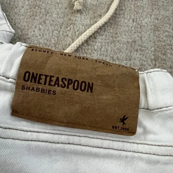 Revolve One Teaspoon Shabbies White Boyfriend Cropped Jeans S - Picture 9 of 10